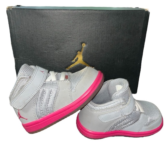 Baby Jordans Gray and Pink Sneakers gym shoe - Picture 6 of 7
